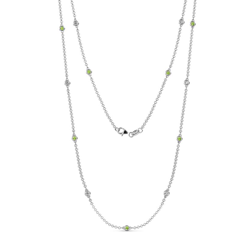 Lien (13 Stn/2.3mm) Peridot and Diamond on Cable Necklace 