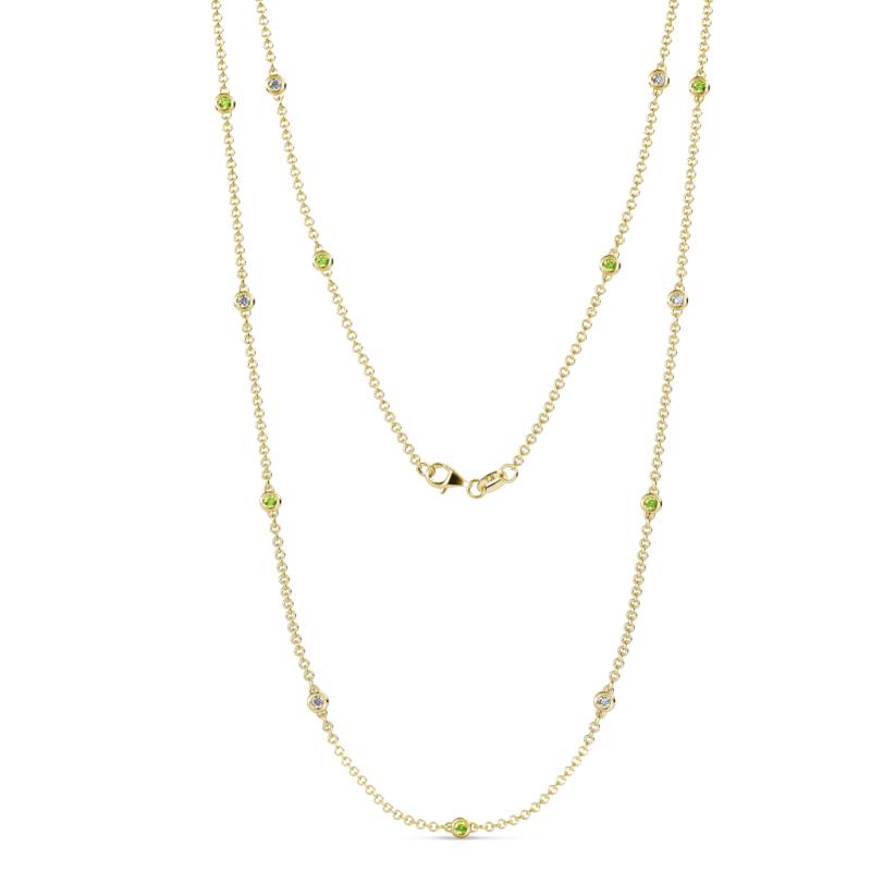 Lien (13 Stn/2.3mm) Peridot and Diamond on Cable Necklace 