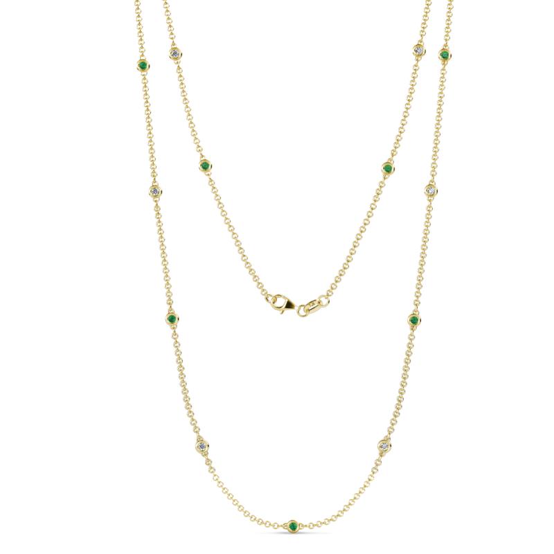 Lien (13 Stn/2.3mm) Emerald and Diamond on Cable Necklace 