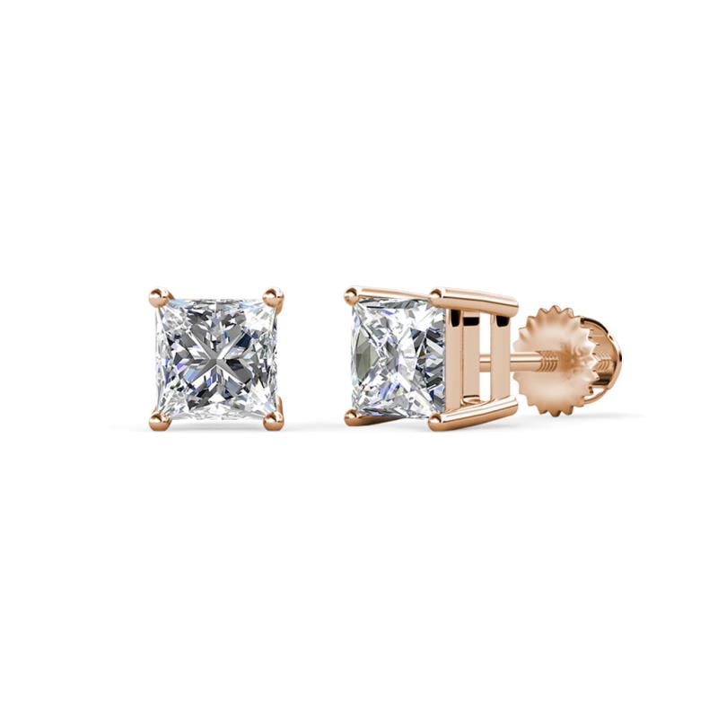 Zoey Princess Cut Lab Grown Diamond  1 1/2 ctw (VS/EG) Four Prongs Solitaire Stud Earrings 