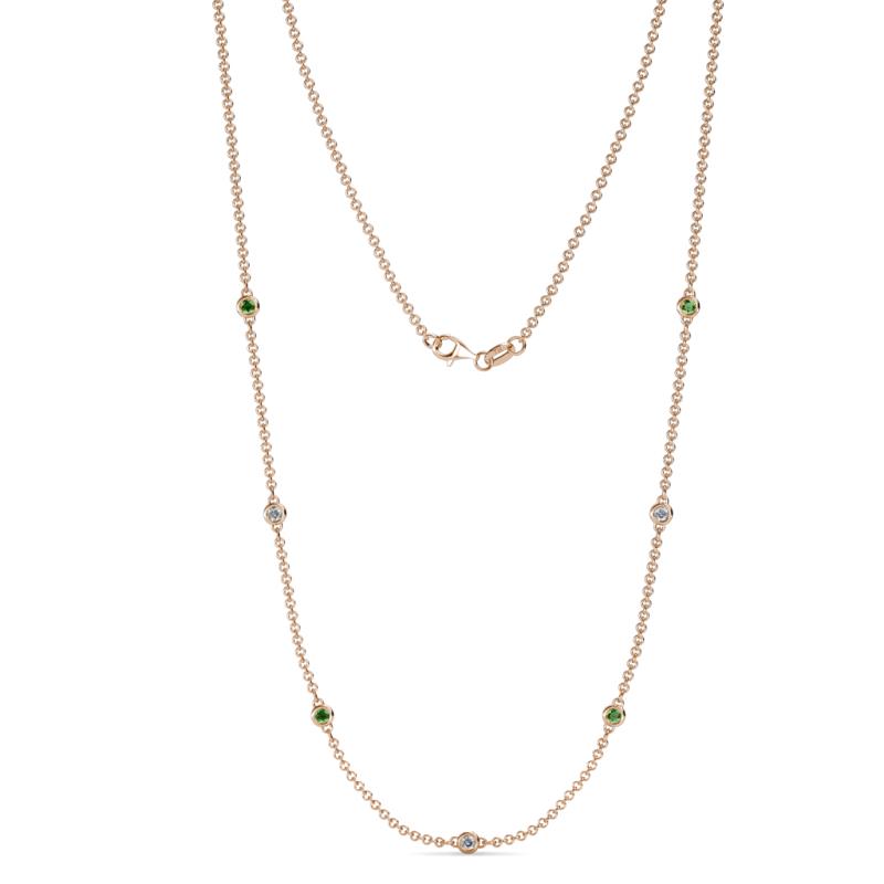 Salina (7 Stn/2.3mm) Green Garnet and Diamond on Cable Necklace 