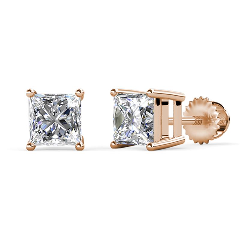 Zoey IGI Certified Princess Cut Lab Grown Diamond  4.00 ctw (VS/EG) Four Prongs Solitaire Stud Earrings 