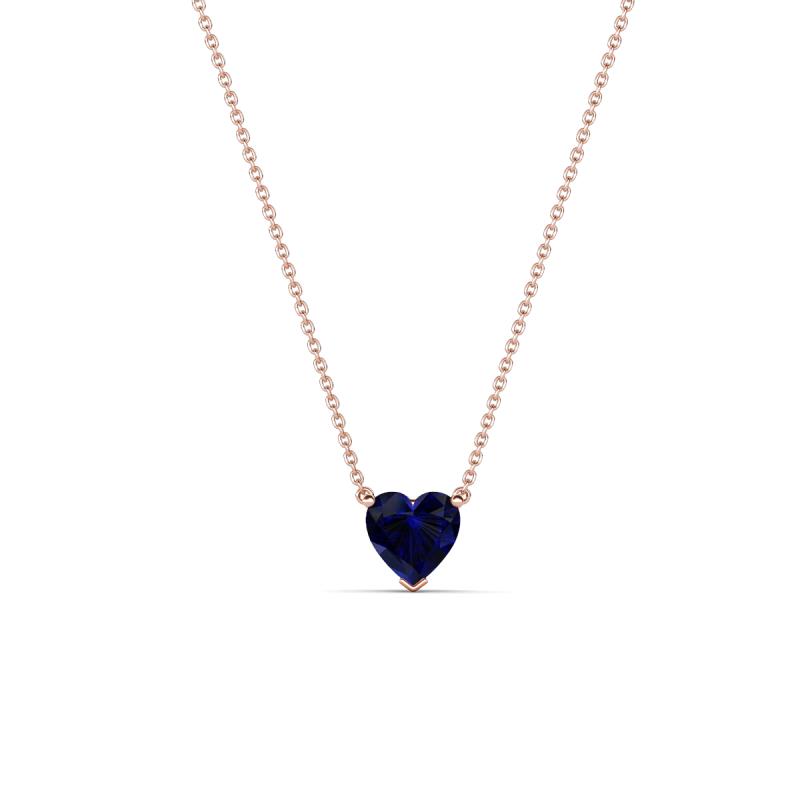 Zaria 0.34 ct Lab Created Blue Sapphire Heart Shape (4.00 mm) Solitaire Pendant Necklace 