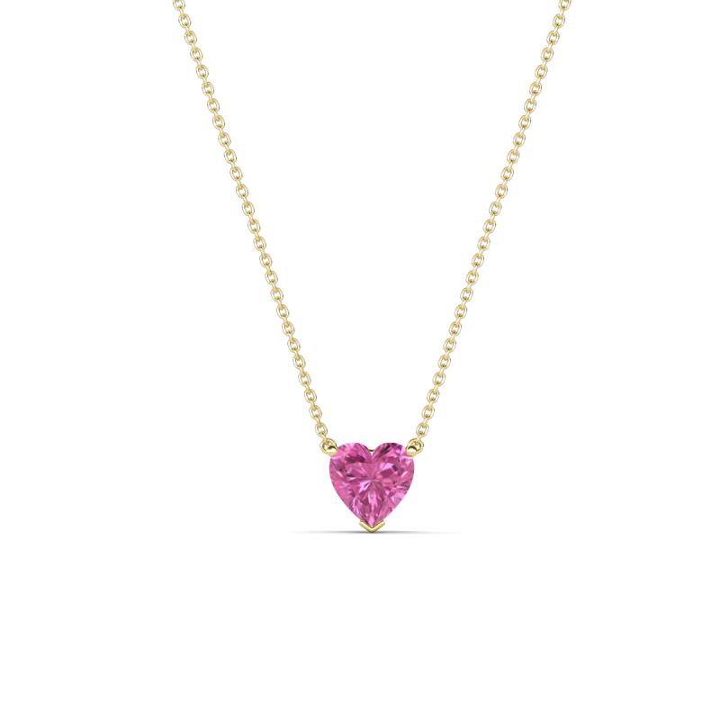 Zaria 0.35 ct Lab Created Pink Sapphire Heart Shape (4.00 mm) Solitaire Pendant Necklace 