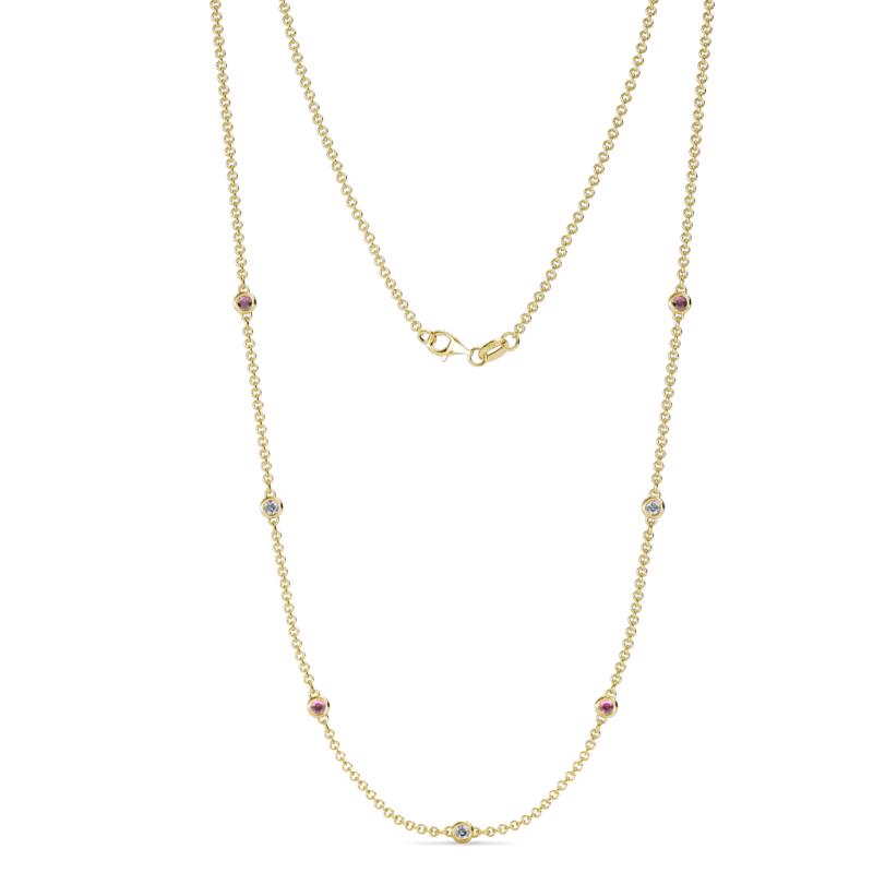 Salina (7 Stn/2.3mm) Rhodolite Garnet and Diamond on Cable Necklace 