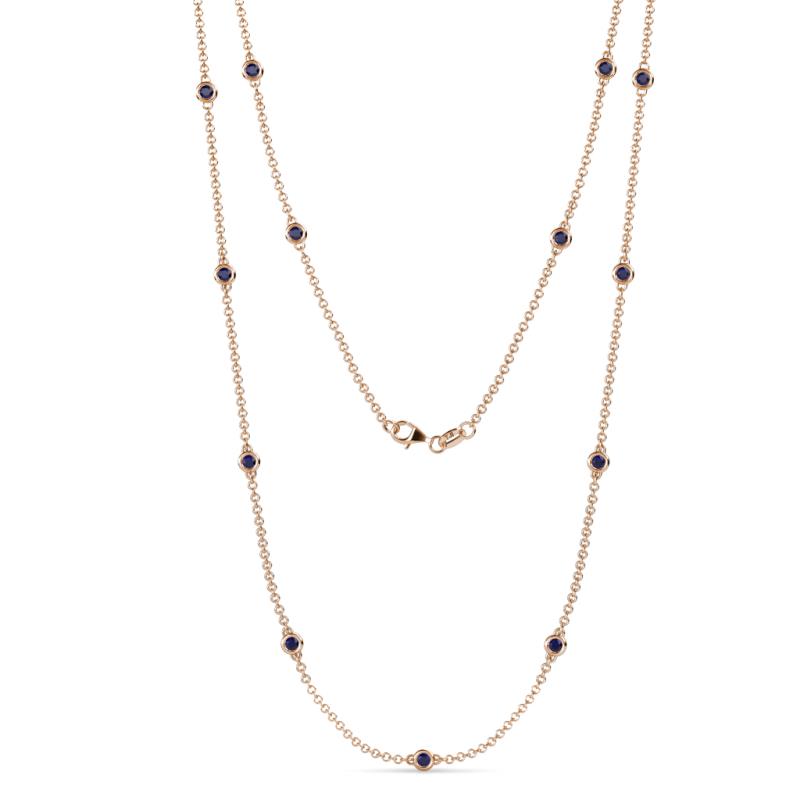 Lien (13 Stn/2.6mm) Blue Sapphire on Cable Necklace 