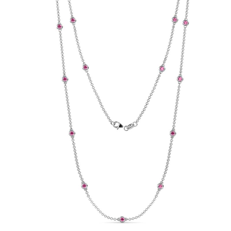 Lien (13 Stn/2.6mm) Pink Sapphire on Cable Necklace 