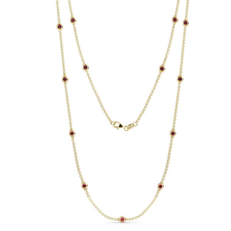 Lien (13 Stn/2.6mm) Ruby on Cable Necklace 