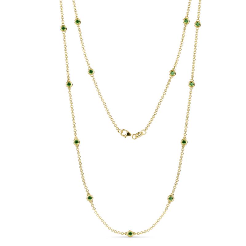 Lien (13 Stn/2.6mm) Green Garnet on Cable Necklace 