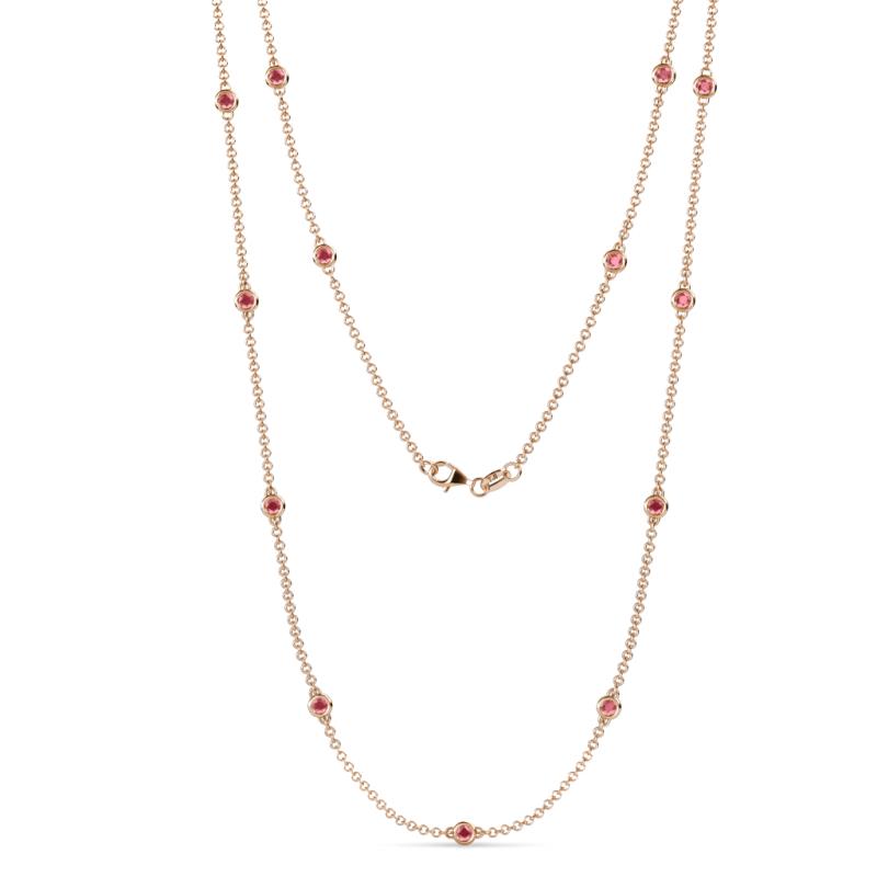 Lien (13 Stn/2.6mm) Pink Tourmaline on Cable Necklace 