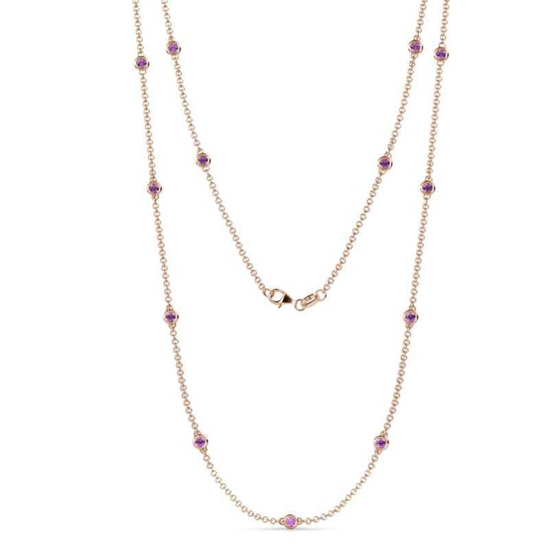 Lien (13 Stn/2.6mm) Amethyst on Cable Necklace 