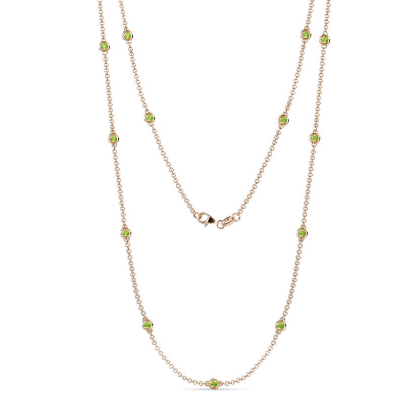Lien (13 Stn/2.6mm) Peridot on Cable Necklace 