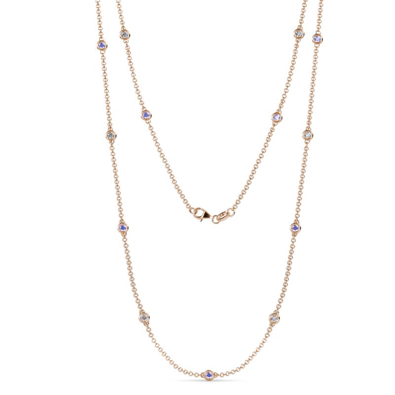 Lien (13 Stn/2.6mm) Tanzanite and Diamond on Cable Necklace 