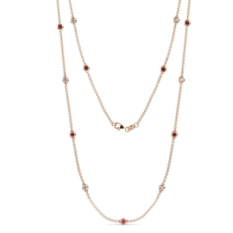 Lien (13 Stn/2.6mm) Ruby and Diamond on Cable Necklace 