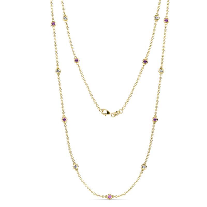 Lien (13 Stn/2.6mm) Amethyst and Diamond on Cable Necklace 
