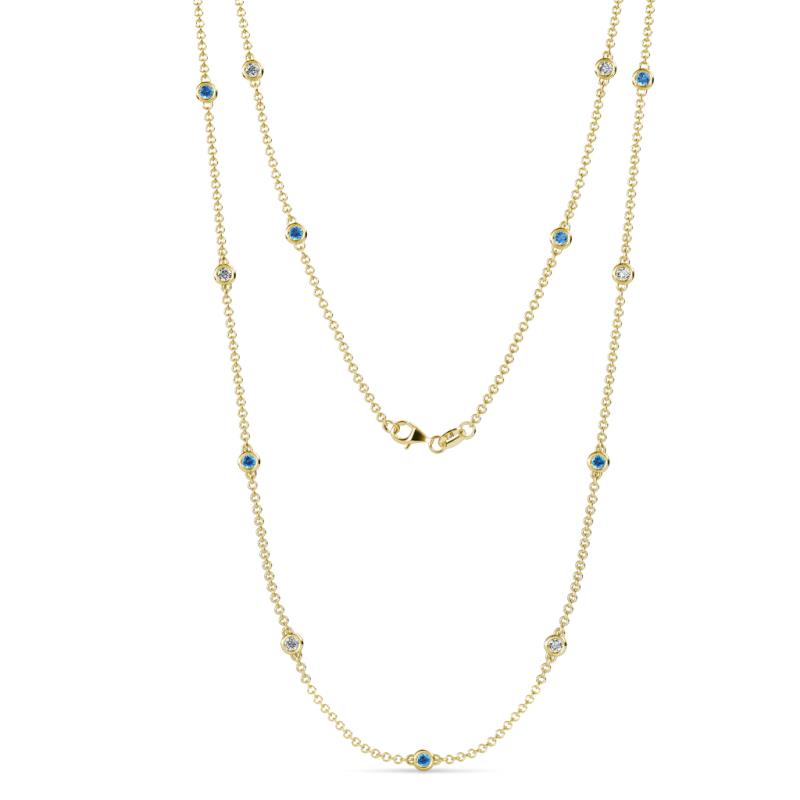 Lien (13 Stn/2.6mm) Blue Topaz and Diamond on Cable Necklace 
