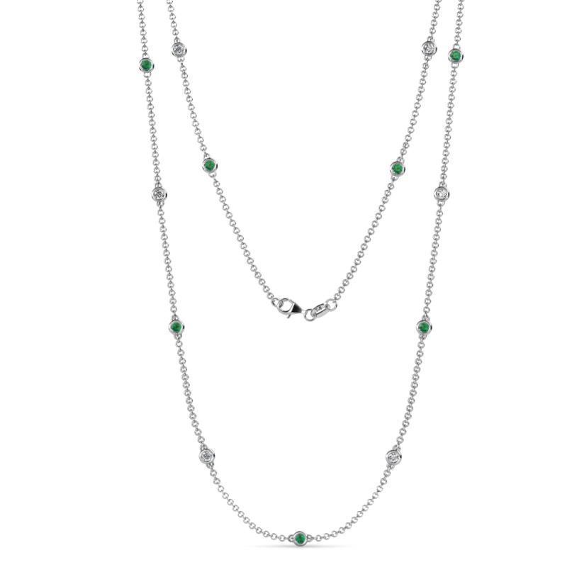 Lien (13 Stn/2.6mm) Emerald and Diamond on Cable Necklace 