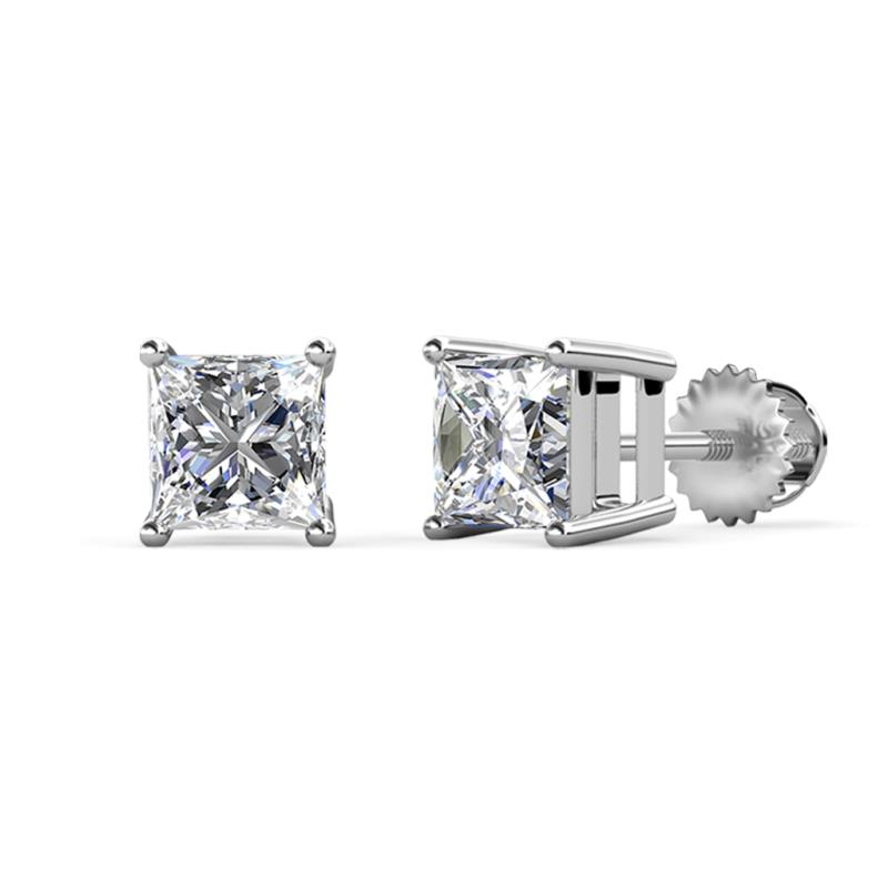 Zoey GIA Certified Princess Cut Diamond 3.00 ctw (SI2/HI) Four Prongs Solitaire Stud Earrings 