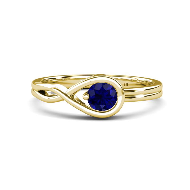 Adah 0.70 ctw (5.00 mm) Round Blue Sapphire Twist Love Knot Solitaire Engagement Ring 
