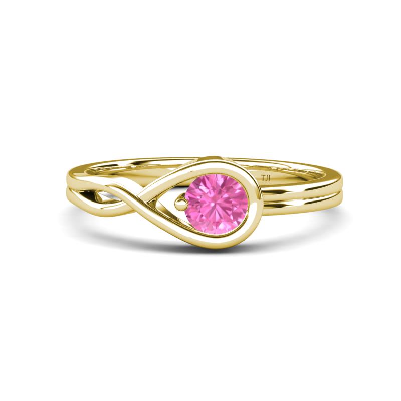 Adah 0.53 ctw (5.00 mm) Round Pink Sapphire Twist Love Knot Solitaire Engagement Ring 