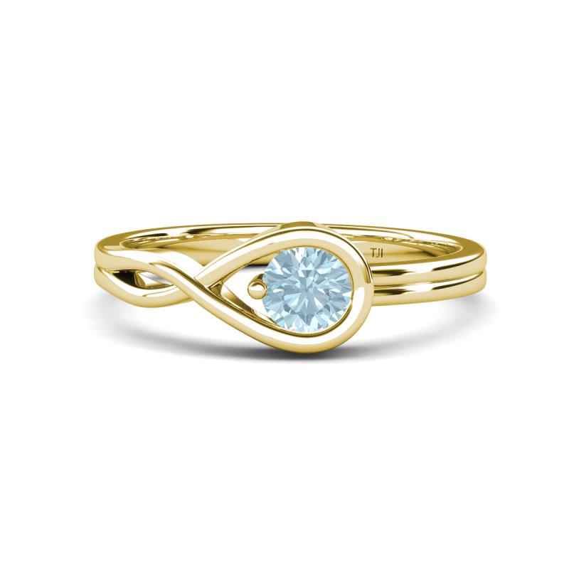 Adah 0.40 ctw (5.00 mm) Round Aquamarine Twist Love Knot Solitaire Engagement Ring 