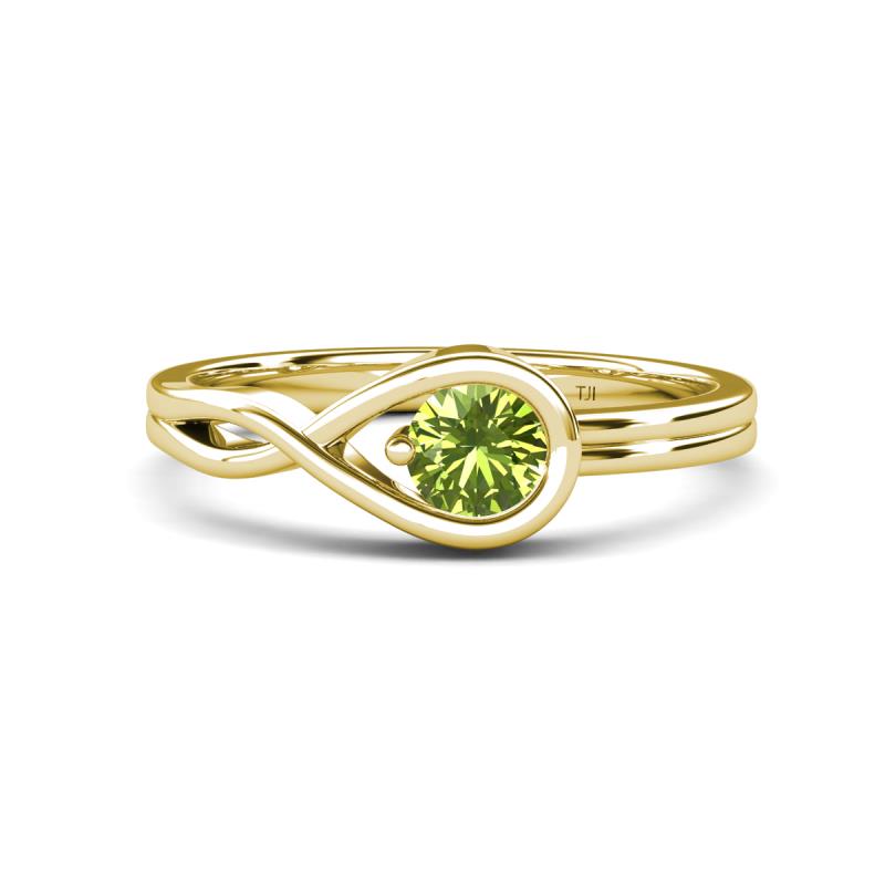 Adah 0.50 ctw (5.00 mm) Round Peridot Twist Love Knot Solitaire Engagement Ring 