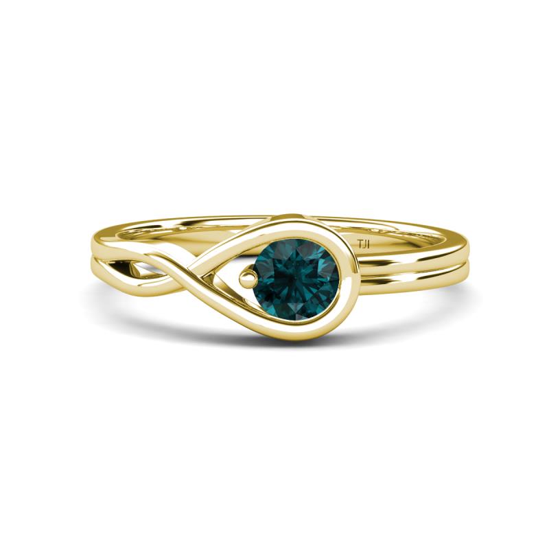 Adah 0.50 ctw (5.00 mm) Round London Blue Topaz Twist Love Knot Solitaire Engagement Ring 