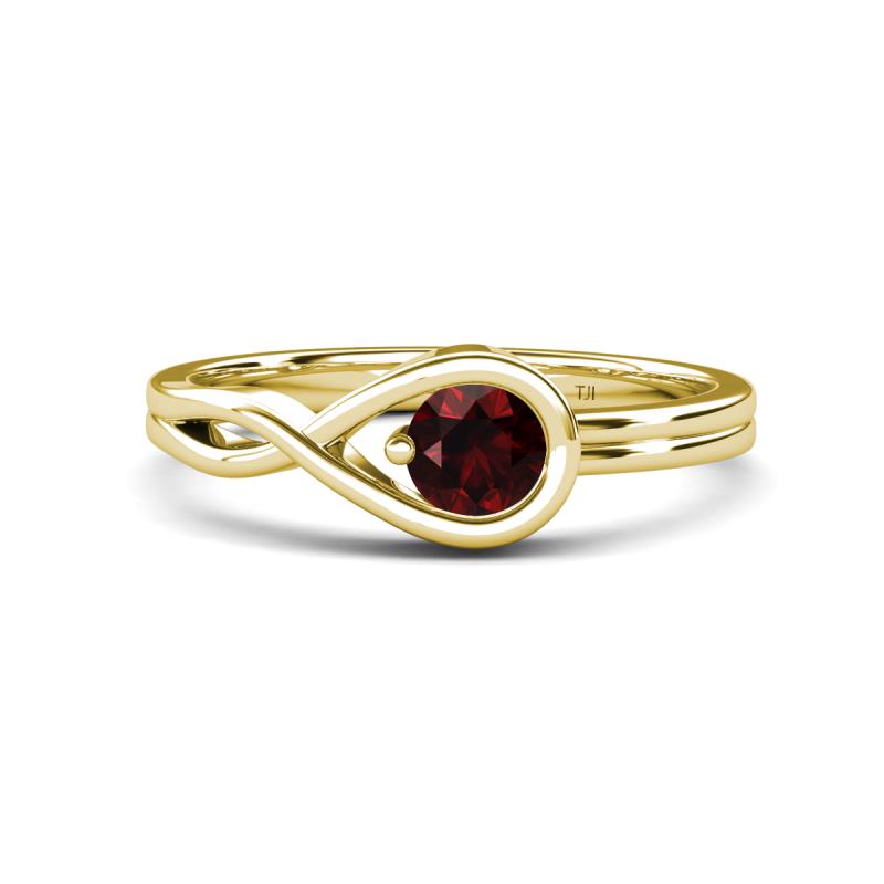 Adah 0.63 ctw (5.00 mm) Round Red Garnet Twist Love Knot Solitaire Engagement Ring 