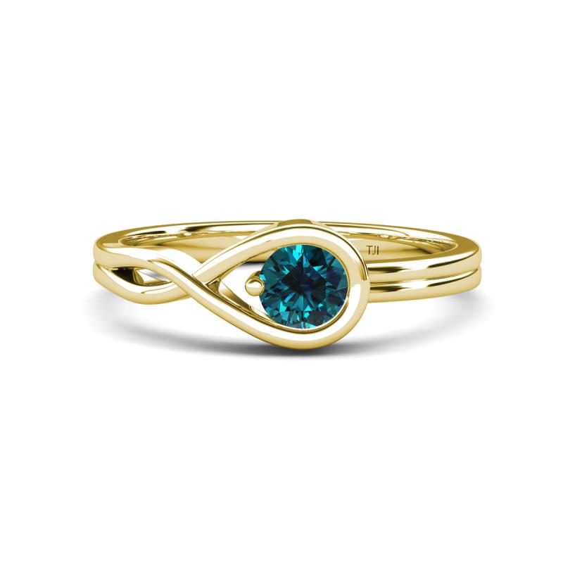 Adah 0.50 ctw (5.00 mm) Round Blue Diamond Twist Love Knot Solitaire Engagement Ring 