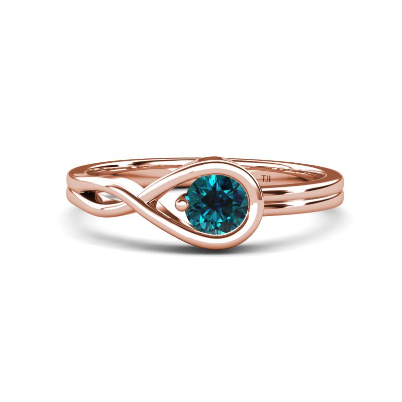 Adah 0.50 ctw (5.00 mm) Round Blue Diamond Twist Love Knot Solitaire Engagement Ring 