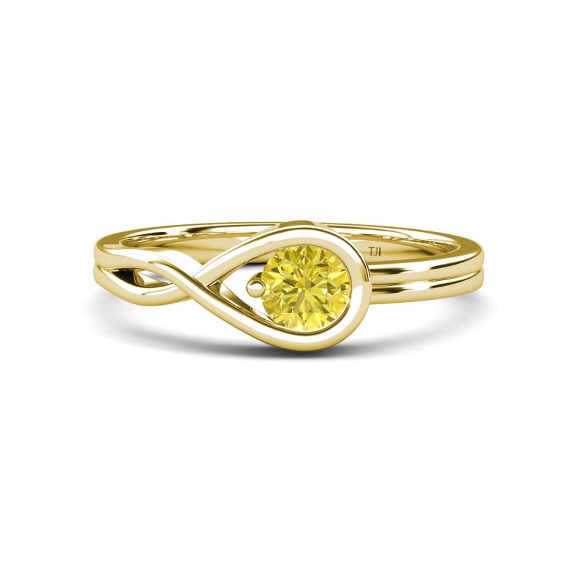 Adah 0.50 ctw (5.00 mm) Round Yellow Diamond Twist Love Knot Solitaire Engagement Ring 
