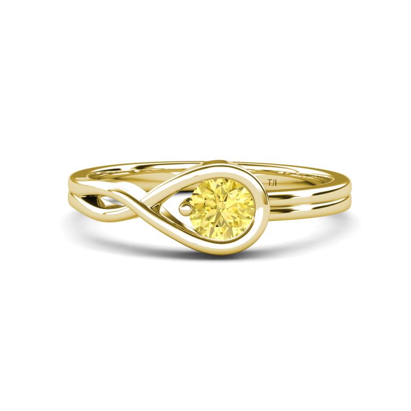 Adah 0.53 ctw (5.00 mm) Round Yellow Sapphire Twist Love Knot Solitaire Engagement Ring 