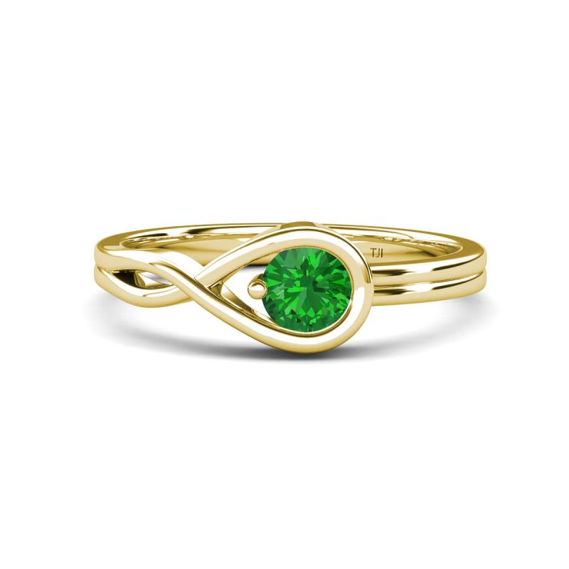 Adah 0.60 ctw (5.00 mm) Round Green Garnet Twist Love Knot Solitaire Engagement Ring 