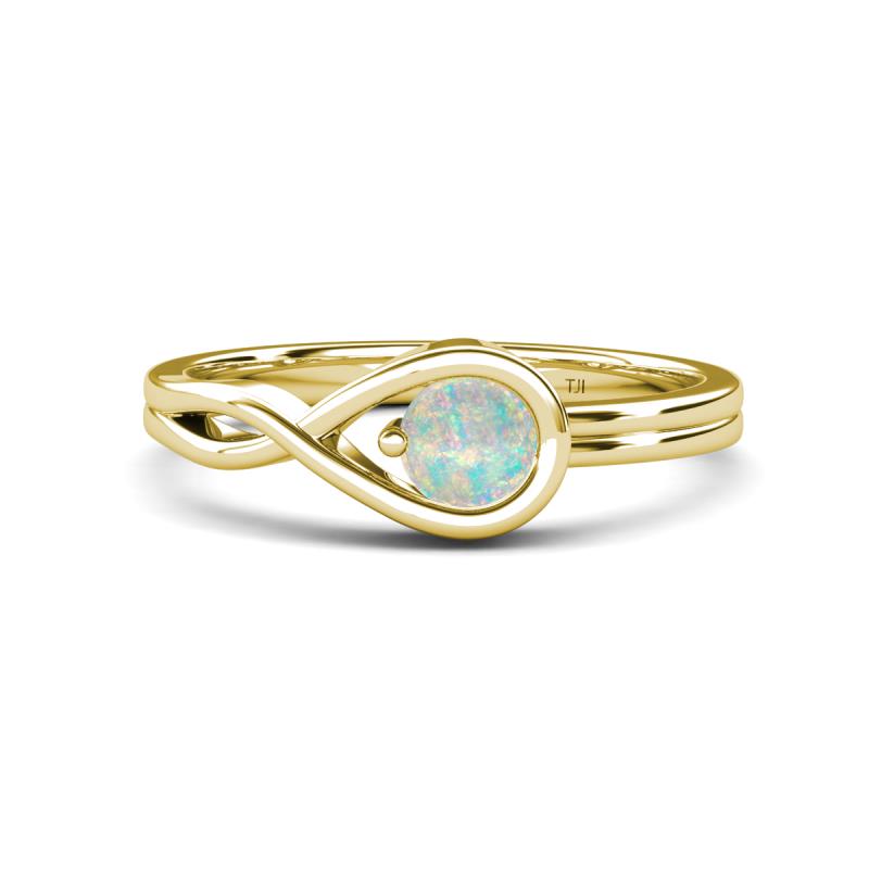 Adah 0.35 ctw (5.00 mm) Round Opal Twist Love Knot Solitaire Engagement Ring 