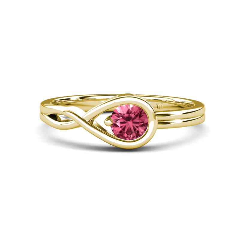 Adah 0.40 ctw (5.00 mm) Round Pink Tourmaline Twist Love Knot Solitaire Engagement Ring 