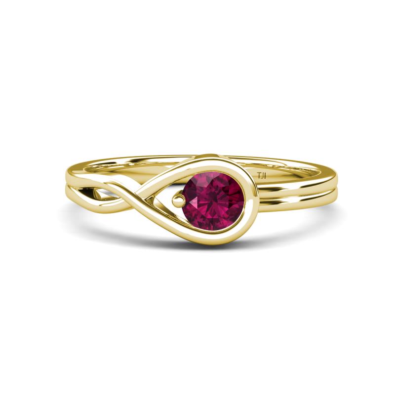 Adah 0.50 ctw (5.00 mm) Round Rhodolite Garnet Twist Love Knot Solitaire Engagement Ring 