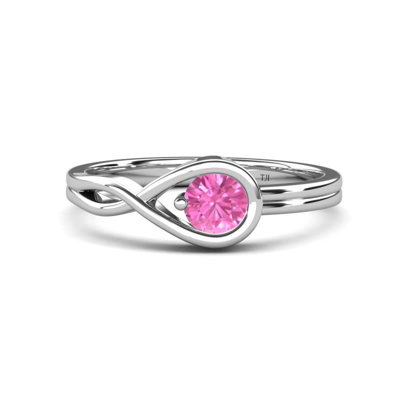 Adah 0.53 ctw (5.00 mm) Round Pink Sapphire Twist Love Knot Solitaire Engagement Ring 