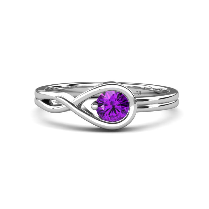 Adah 0.40 ctw (5.00 mm) Round Amethyst Twist Love Knot Solitaire Engagement Ring 