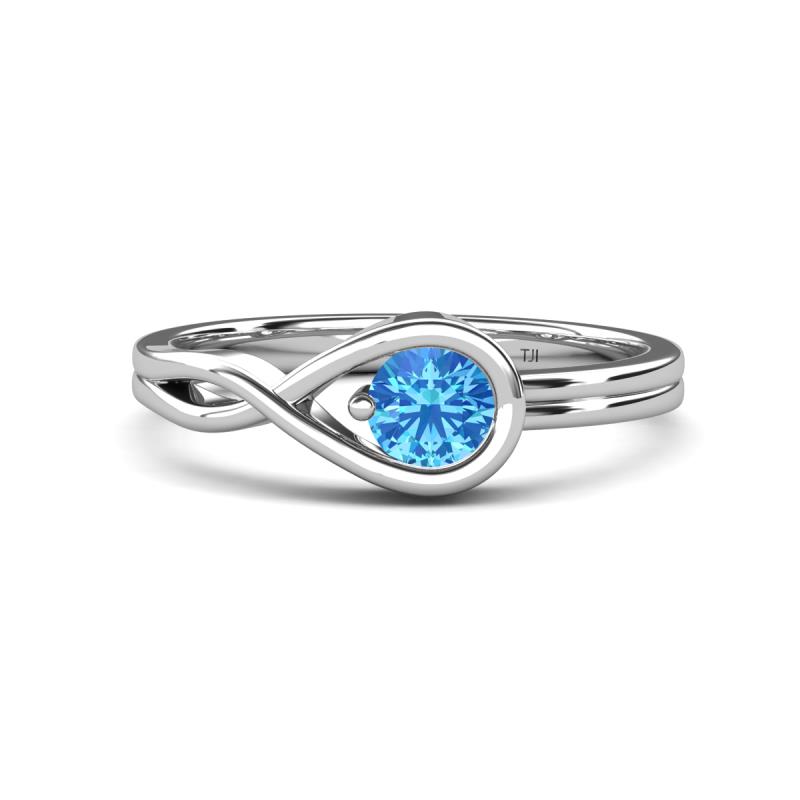 Adah 0.50 ctw (5.00 mm) Round Blue Topaz Twist Love Knot Solitaire Engagement Ring 