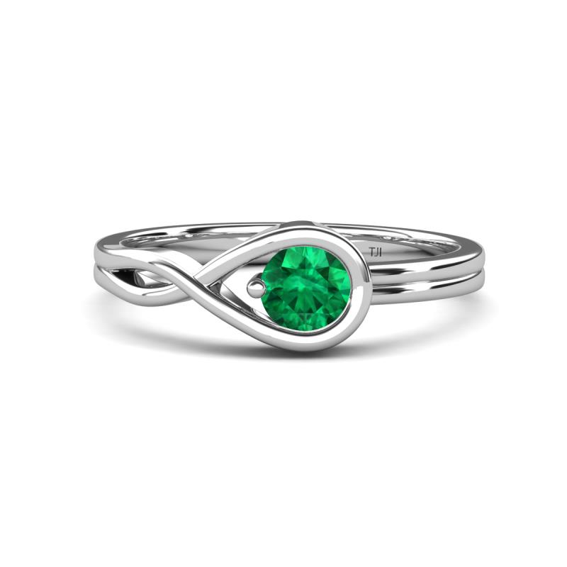 Adah 0.40 ctw (5.00 mm) Round Emerald Twist Love Knot Solitaire Engagement Ring 