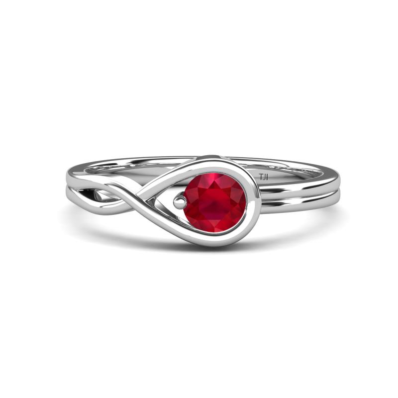 Adah 0.55 ctw (5.00 mm) Round Ruby Twist Love Knot Solitaire Engagement Ring 
