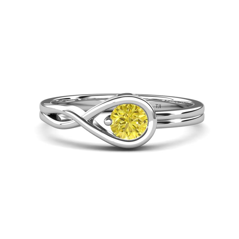 Adah 0.50 ctw (5.00 mm) Round Yellow Diamond Twist Love Knot Solitaire Engagement Ring 