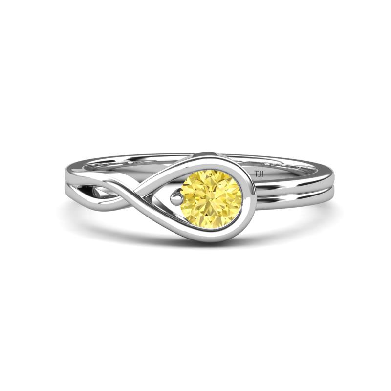 Adah 0.53 ctw (5.00 mm) Round Yellow Sapphire Twist Love Knot Solitaire Engagement Ring 
