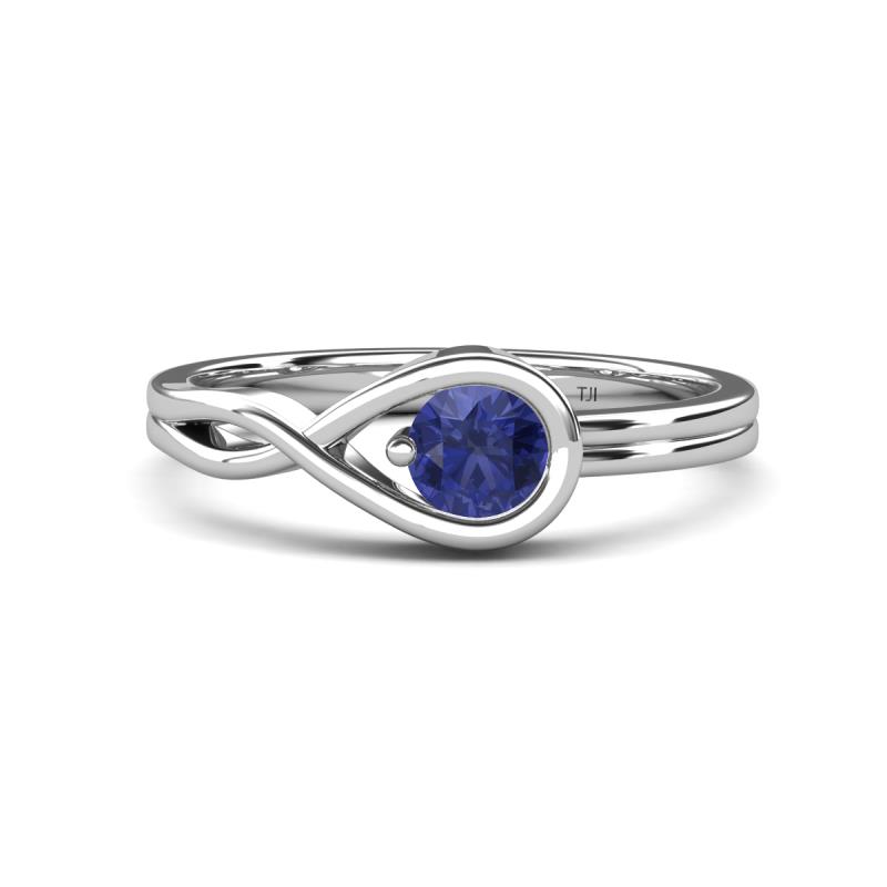 Adah 0.40 ctw (5.00 mm) Round Iolite Twist Love Knot Solitaire Engagement Ring 
