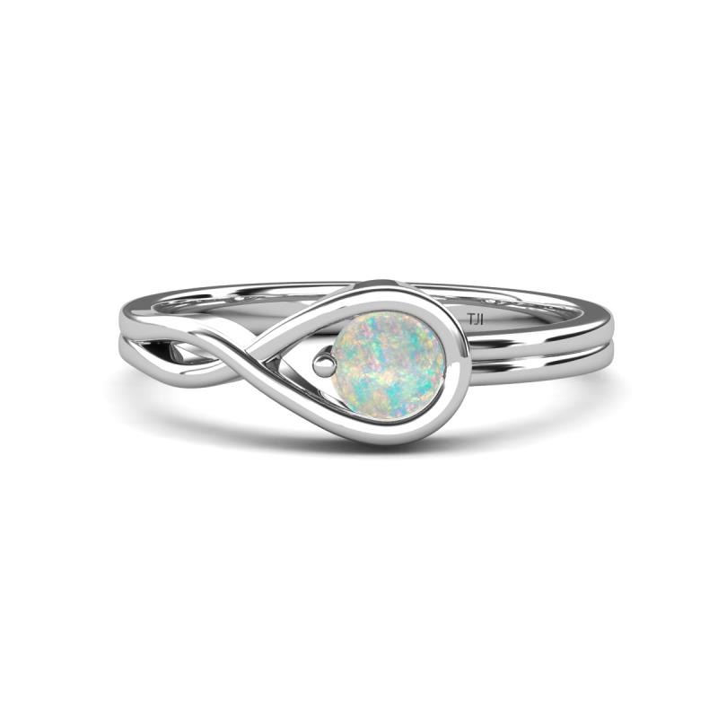 Adah 0.35 ctw (5.00 mm) Round Opal Twist Love Knot Solitaire Engagement Ring 