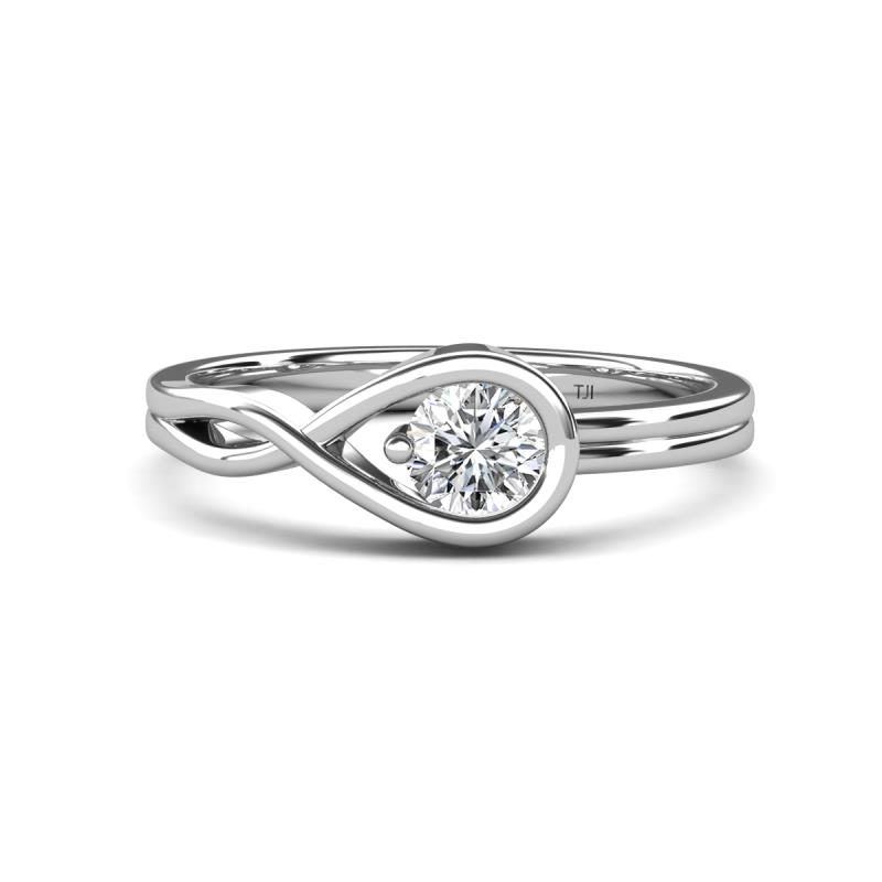 Adah 0.53 ctw (5.00 mm) Round White Sapphire Twist Love Knot Solitaire Engagement Ring 
