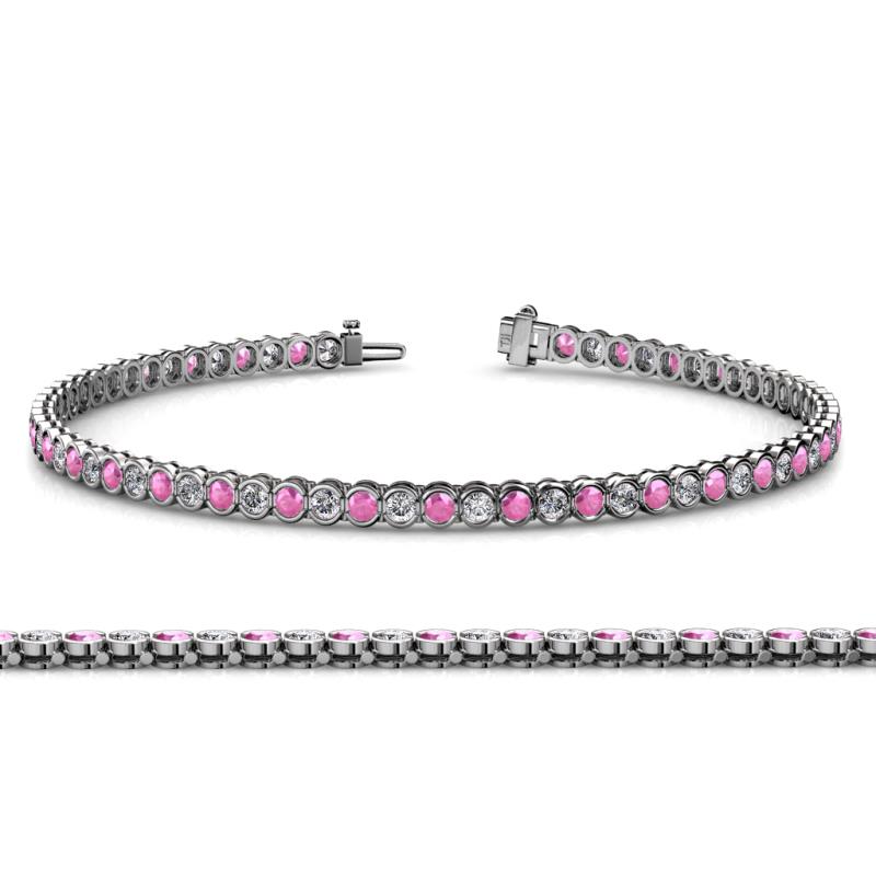 Tiara 2.00 mm Pink Sapphire and Diamond Eternity Tennis Bracelet 