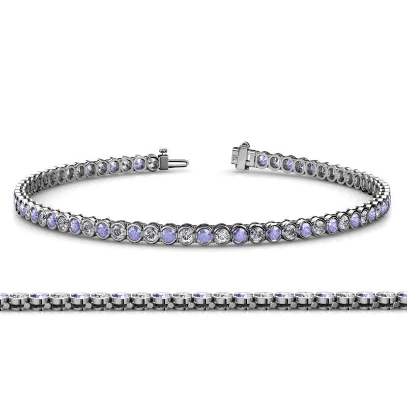 Tiara 2.00 mm Tanzanite and Diamond Eternity Tennis Bracelet 