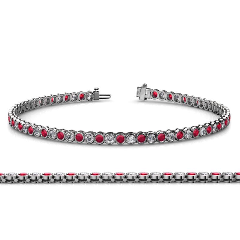 Tiara 2.00 mm Ruby and Diamond Eternity Tennis Bracelet 