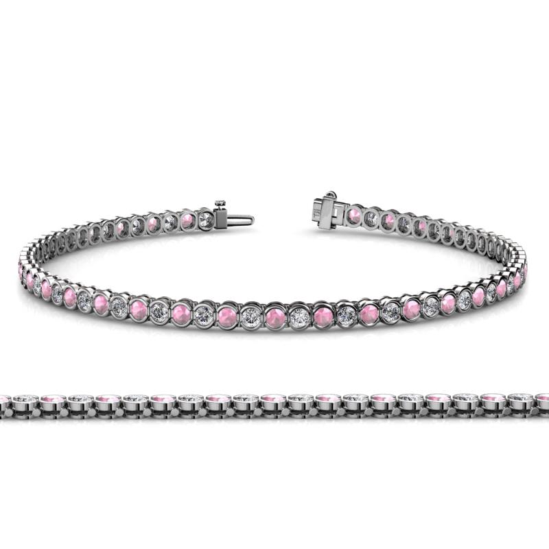 Tiara 2.00 mm Pink Tourmaline and Diamond Eternity Tennis Bracelet 